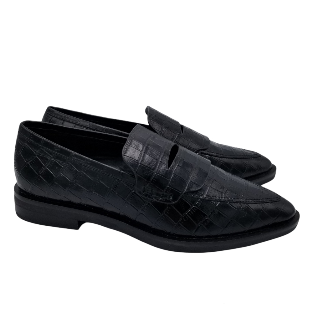 Rebecca Minkoff Pacey Embossed Loafers Black Reptile
